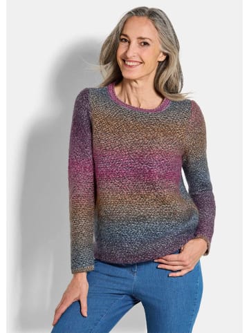 GOLDNER Kurzgröße:  Strickpullover Langarm Pullover mit U-Boot-Ausschnitt in bunt / gemustert