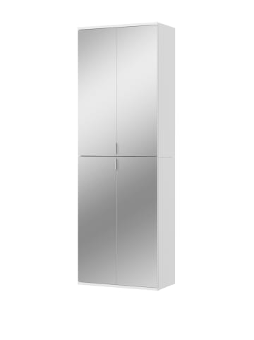 Inn.Furn Garderobenschrank weiß 4-türig, Schuhschrank mit Spiegeltüren, Garderobenmöbel