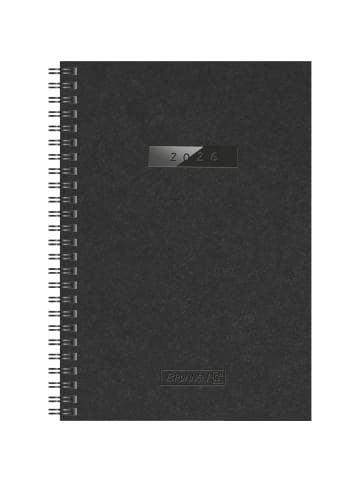 BRUNNEN Buchkalender 796 A5 1 Woche/2 Seiten Natur-Karton schwarz 2026