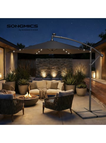 SONGMICS Sonnenschirm Sheld in Grau - (D)300 x (H)260 cm