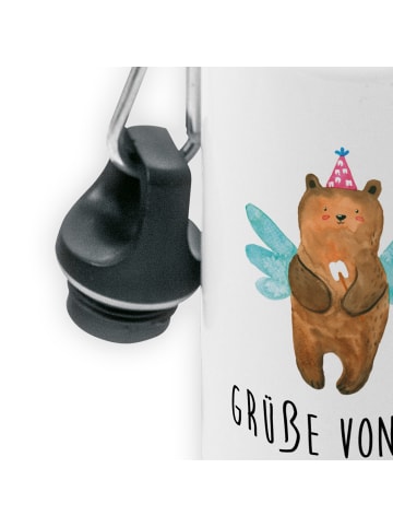 Mr. & Mrs. Panda Kindertrinkflasche Bär Zahnfee mit Spruch in Weiß