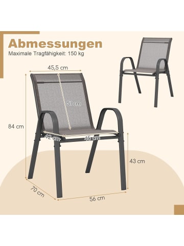 COSTWAY 2er Set Gartenstühle 56x70x84cm in Grau