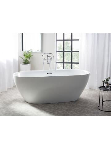 Beliani Freistehende Badewannen CARRERA in Weiß/Silber - (W) 75 x (H) 58 x (L) 160 cm