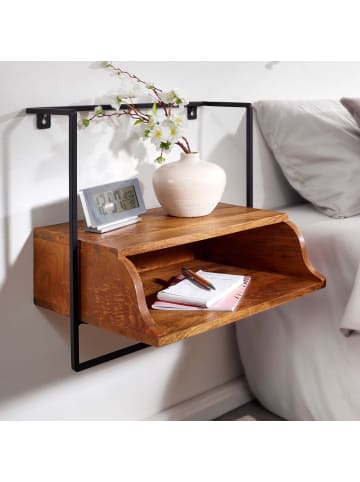 KADIMA DESIGN Wandkonsole, Mango-Holz, Industrial-Stil, 44x45x35cm, Boxspringbetten