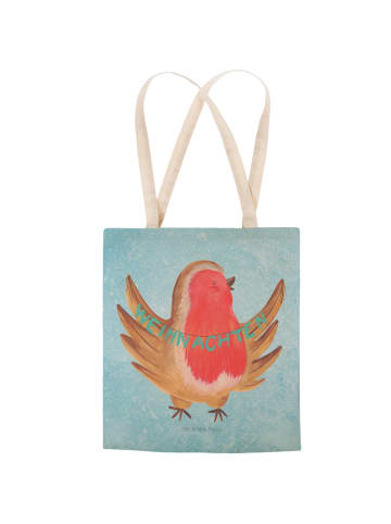 Mr. & Mrs. Panda Tote Bag Rotkehlchen Weihnachten ohne Spruch in Eisblau