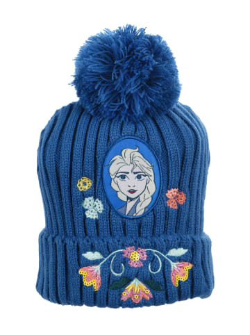Disney Frozen Wintermütze Strick mit Bommel Elsa in Blau