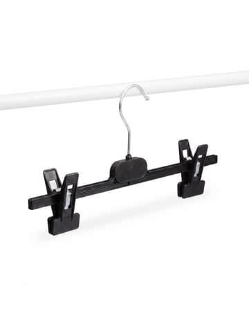 relaxdays 12 x Hosenbügel in Schwarz - (B)35,5 x(H)15 x(T)2,5 cm