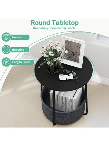 COSTWAY Beistelltisch rund φ45 x 50,5 cm in Schwarz