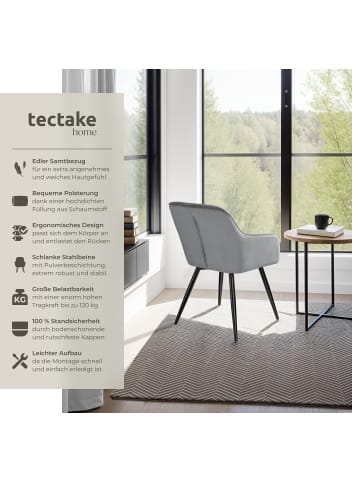 tectake Küchenstuhl gepolstert, in Samtoptik, 58 x 62 x 82 cm