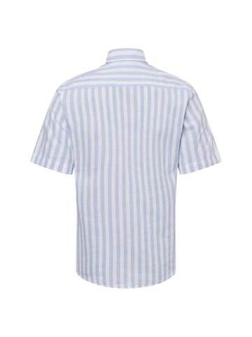 Nils Sundström Freizeithemd mit Leinen-Anteil in hellblau weiß