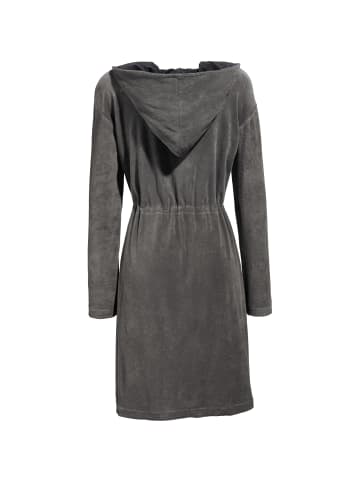 Erwin Müller Leichtfrottier Bademantel mit Kapuze Schönenberg in grau/graphit