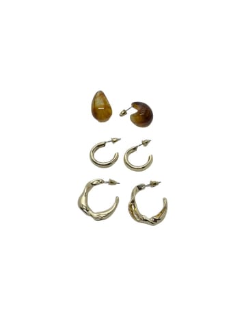 KOROSHI Set mit drei Creolen in GOLD / GOLD