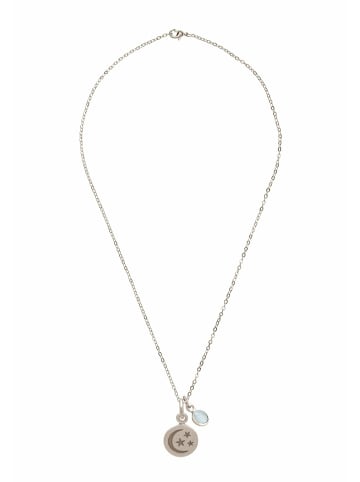 Gemshine Halskette mit Anhänger Mond, Sterne und Chalcedon in silver coloured