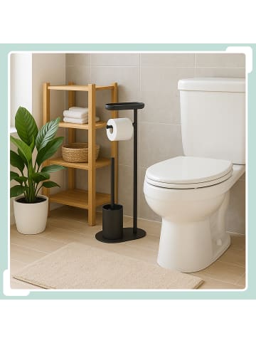 relaxdays WC Garnitur in Schwarz – (B)23 x (H)65 x (T)17 cm