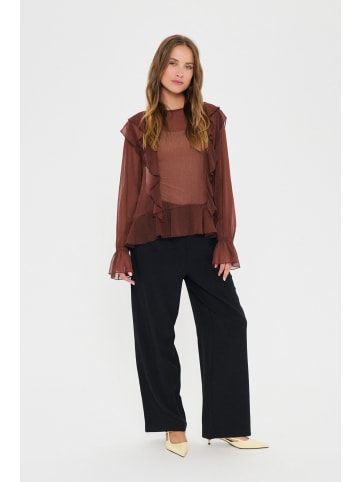 SAINT TROPEZ Bluse langarm LabelleSZ Gerade Passform in Chocolate Fondant