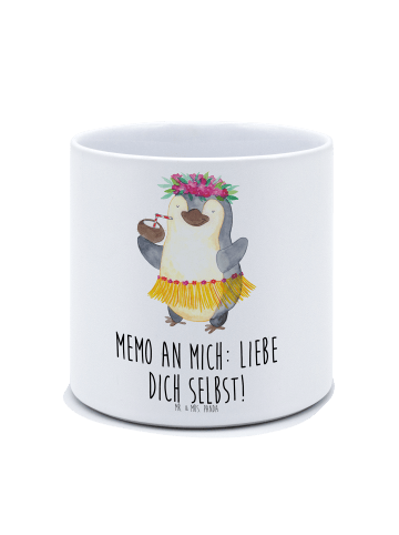 Mr. & Mrs. Panda XL Blumentopf Pinguin Kokosnuss mit Spruch in Weiß