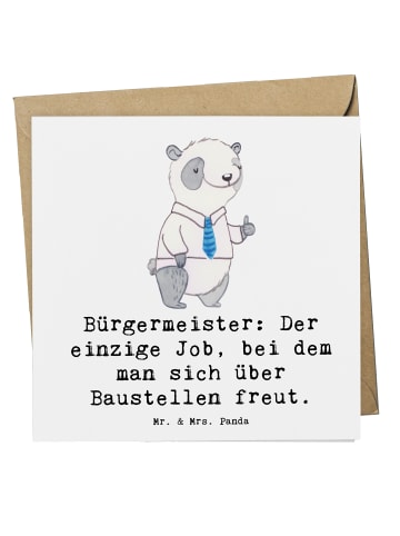 Mr. & Mrs. Panda Faltkarte Bürgermeister Freude mit Spruch in Weiß