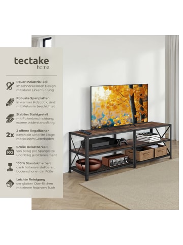 tectake TV-Schrank, 161 x 41,5 x 50,5 cm, Industrial Style, Holz und Stahl