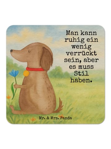 Mr. & Mrs. Panda Tassenuntersetzer Hund Blume Design mit Spruch in Weiß