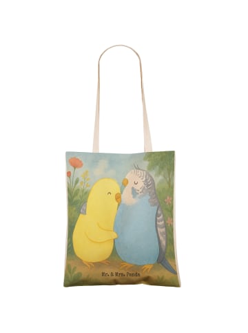 Mr. & Mrs. Panda Tote Bag Wellensittich Liebe Design ohne Spruch in Weiß