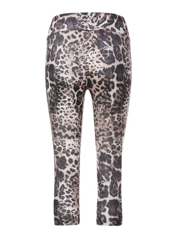 Verkürzte Tights mit Leo-Print in grege / multicolor