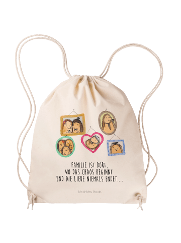 Sportbeutel Igel Familie mit Spruch in Creme