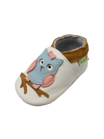 Leder-Krabbelschuhe "Owl" in Weiß
