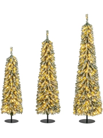 3er Set LED Weihnachtsbaum Künstlich 120+150+180cm in Grün