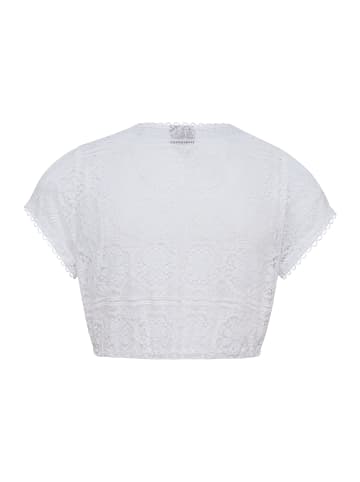 Feine Spitzen-Dirndlbluse mit tiefem V-Ausschnitt