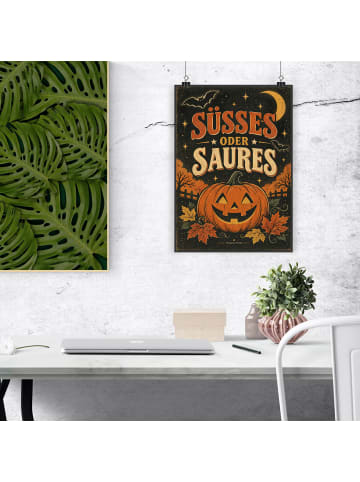 Plakat Kürbis nostalgisch Design mit Spruch in Weiß