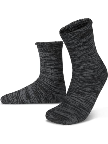 Farbige Vollplüsch-Socken mit Wolle in Grau/Schwarz