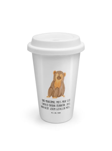 Kaffeebecher To Go Affe mit Spruch in Weiß