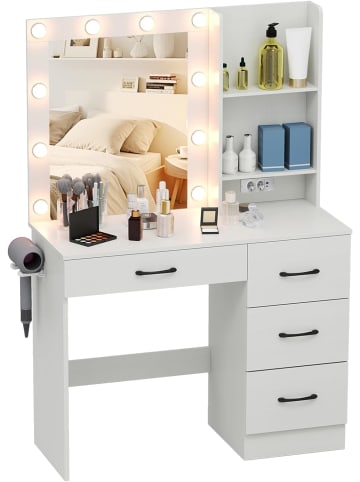 Schminktisch mit LED-Beleuchtung 94x40x138,5cm in Weiß