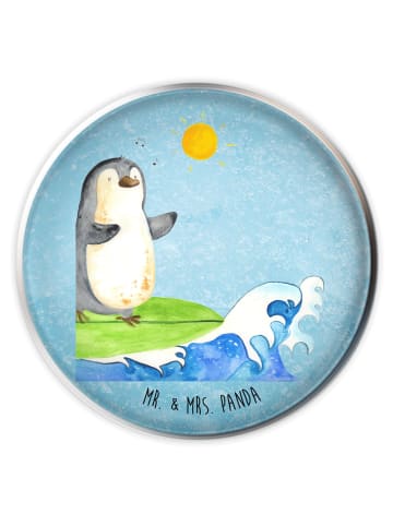 Waschbeckenstöpsel Pinguin Surfer ohne Spruch in Eisblau