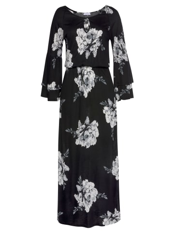 Maxikleid in schwarz-creme-bedruckt