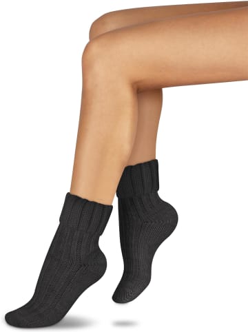 2 Paar Alpaka-Socken mit Umschlag in Anthrazit