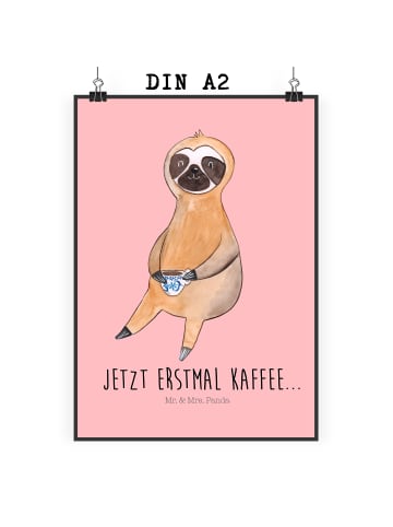 Print Faultier Kaffee mit Spruch in Rot Pastell