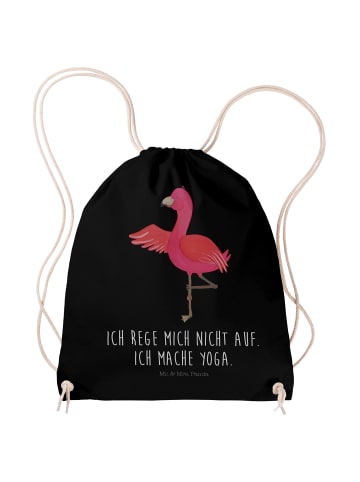 Sportbeutel Flamingo Yoga mit Spruch in Schwarz