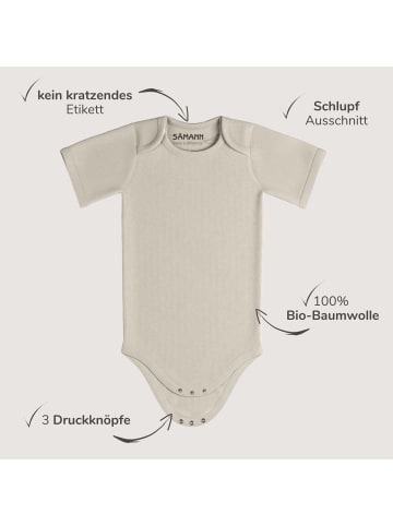 Baby Body aus 100% Bio-Baumwolle Schlupfbody kurzarm gerippt Oat Milk