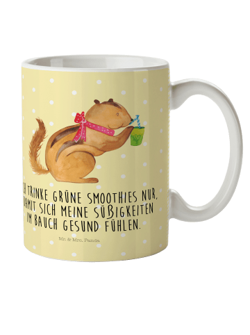 Kindertasse Eichhörnchen Smoothie mit Spruch in Gelb Pastell
