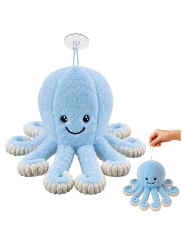 Plüsch-Oktopus mit Saugnapf, blau, 16 cm