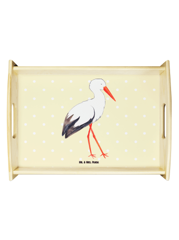 Tablett Storch ohne Spruch in Gelb Pastell