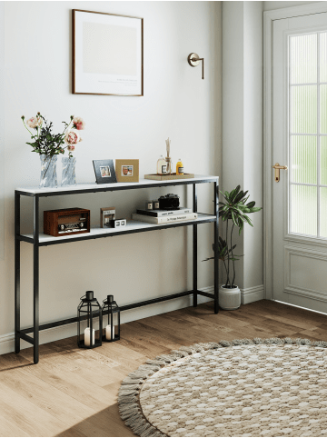 Flurtisch Barnet in Weiß-Schwarz - (B)120 x (H)80 x (T)20 cm