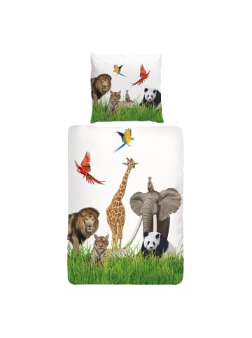 Bettwäsche Löwe Panda Elefant in bunt