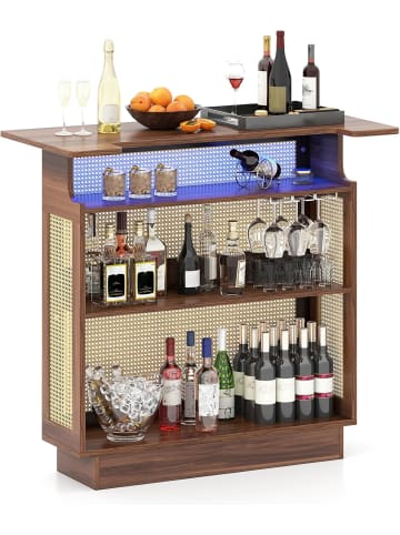 LED Hausbar Weinschrank mit RGB Beleuchtung in Braun
