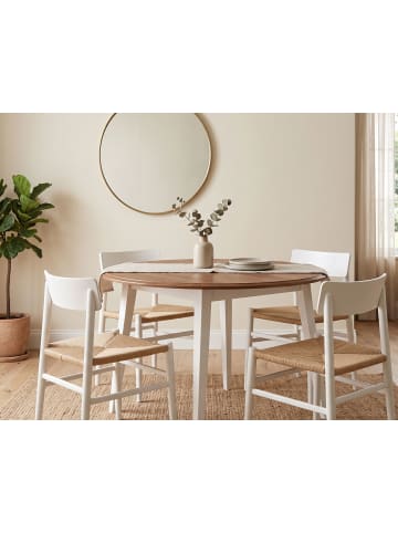 Esstisch Belluno Elegante Kiefer weiß lackiert / Eichefarben 90 / 90 / cm