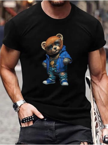 T-Shirt CoolerTeddybär SCHWARZ-Blau