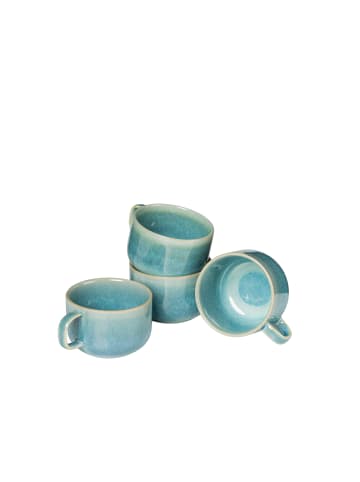 Kaffeeobertassen-Set, Steinzeug TIEFER SEE in Blau / Grün