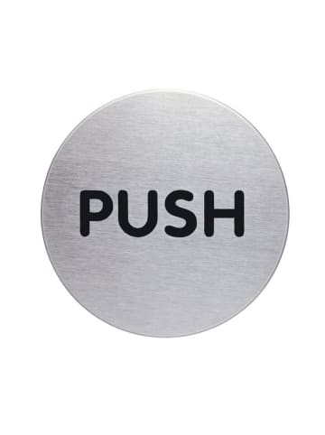 Türschild Picto rund 'Push' 65mm metallic silber