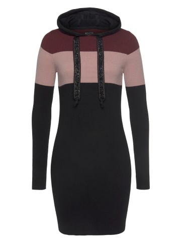 Strickkleid in schwarz-bordeaux-gestreift